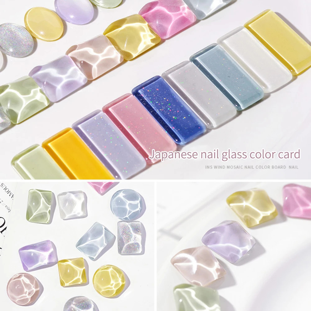 Glass Color Card Transparent Tips Clear Round Nail Tips Flat Back UV Gel Polish For Display Color Card Chart Nails Art Tools 240627