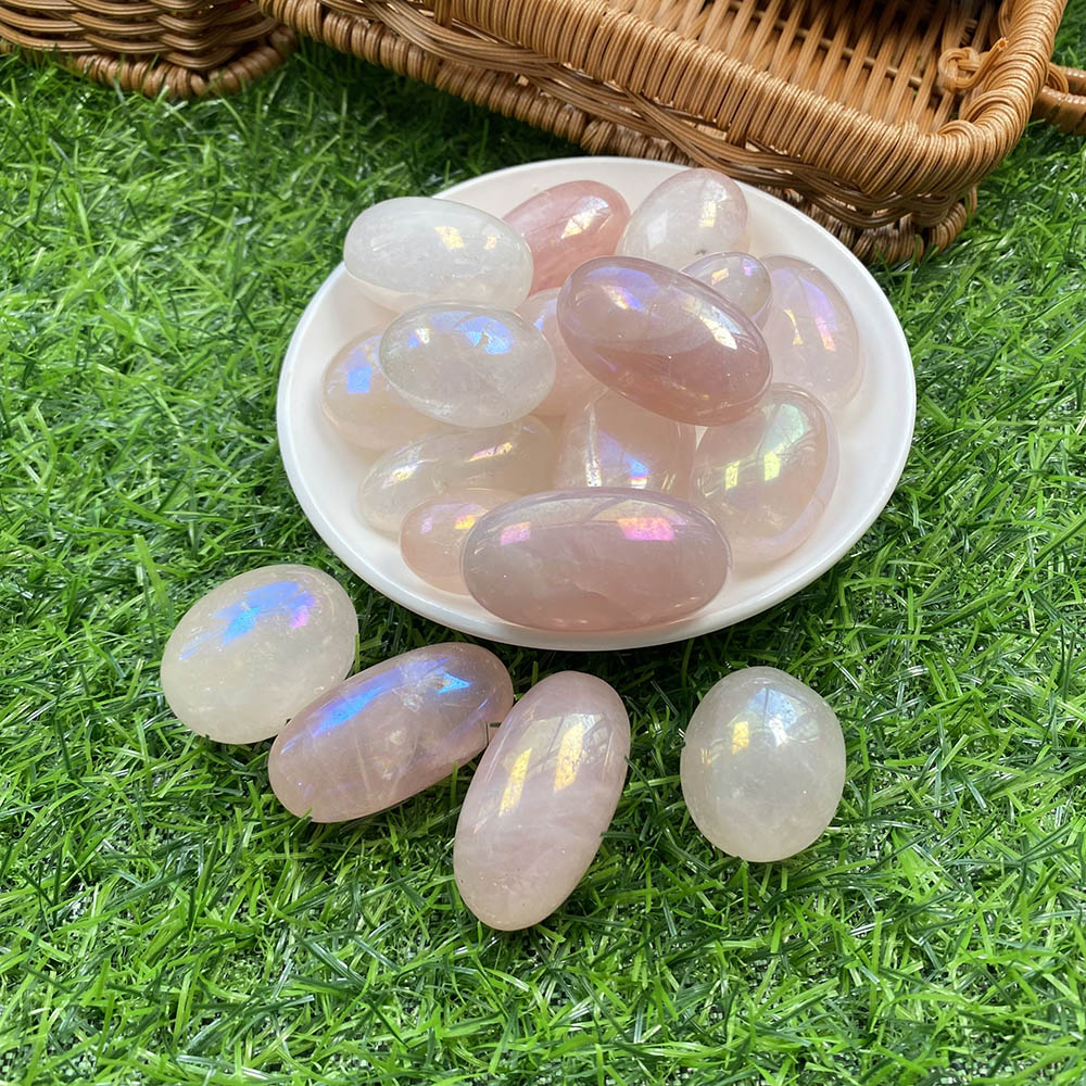 100G Natural Real Genuine Crystal Tumbled Stone Angel Aura Rose Quartz Rolling Energy Gemstone For Grid Healing Jewelry Making