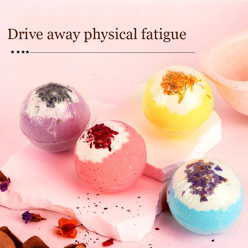 4Pcs Handmade Bath Bombs Set Essential Oil Stress Relief Bath Ball Bubble BathBombs Gift for Birthday Valentines Day Christmas 240627