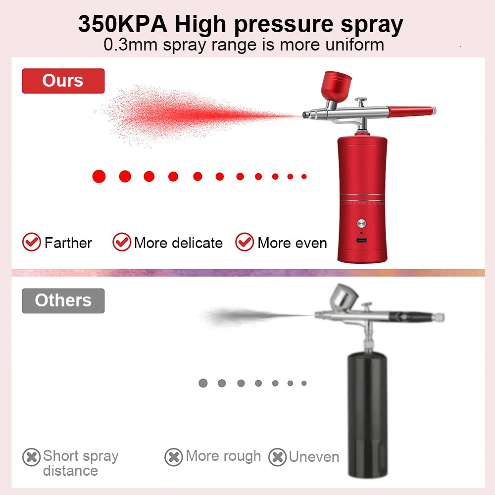 Airbrush Nail With Compressor Portable Airbrush For Nails Cake Painting Crafts Mini Airbrush Nail Art Paint Spray Gun Compressor 240627