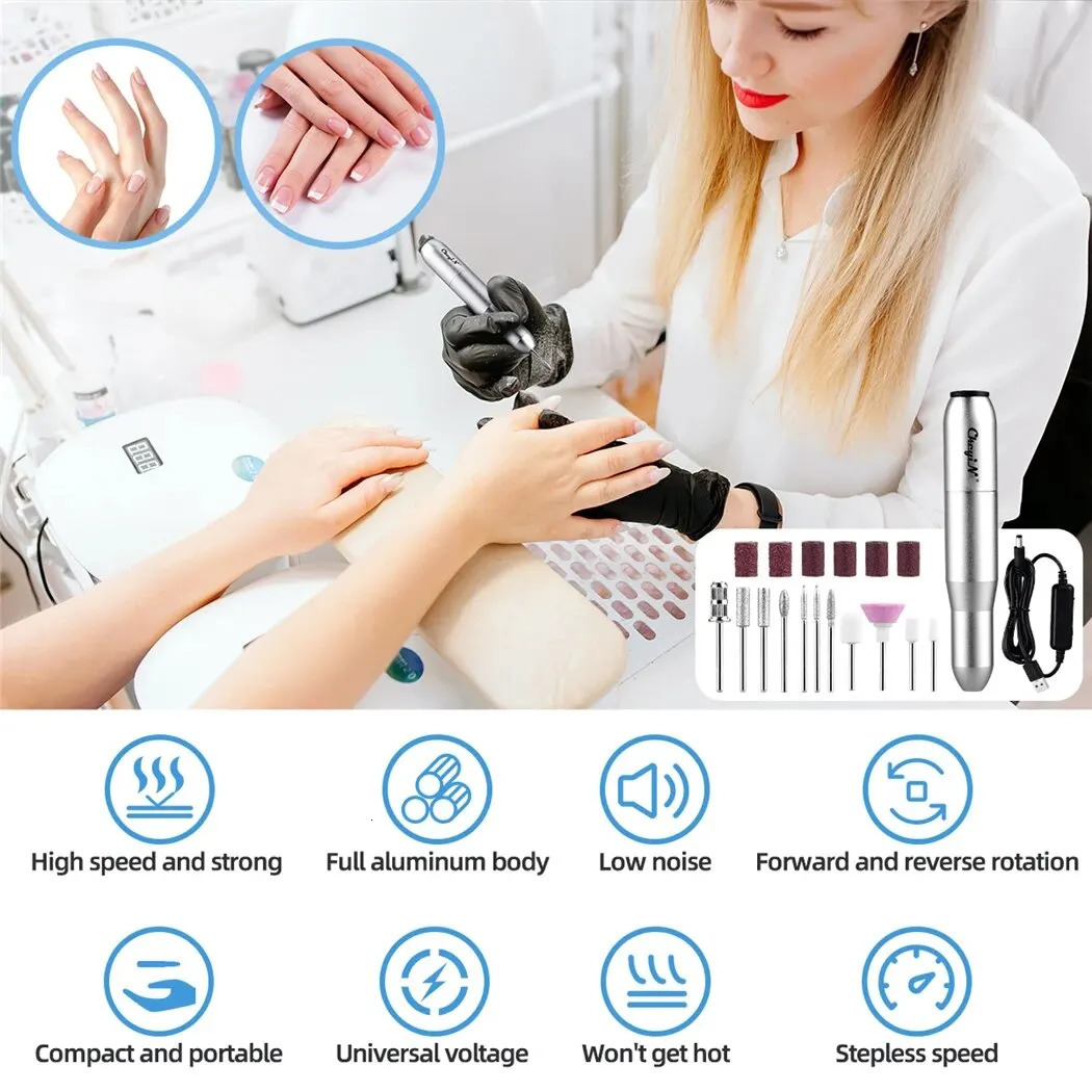 20000rpm Nail Drill Machine Polishing Grinder For Manicure Milling Cutter Set Adjustable Speed Electric Nail Sander 240627