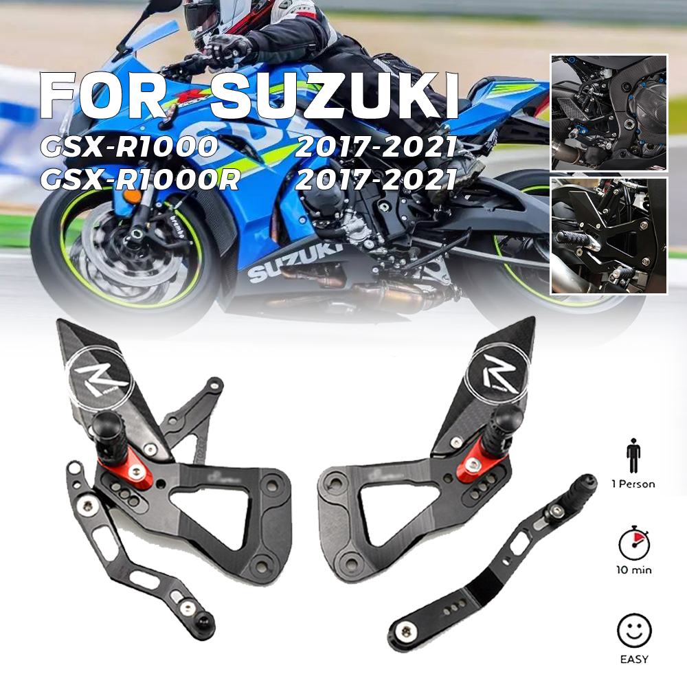 MTKRACING For SUZUKI GSX-R1000 17-22 GSXR GSX-R 1000 Rear Sets Heighten Pedal Adjustable Rearsets FootPegs Shift Lever Brake
