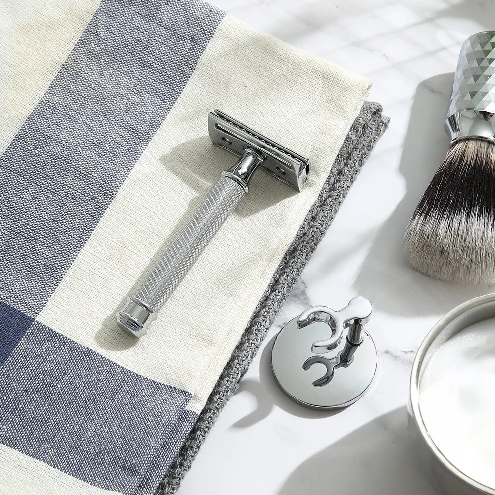 Premium Single Blade Safety Razors Double Edge Razor Blade Shaving Razors for Men with Razor Stand and 5 Platinum blades 240627
