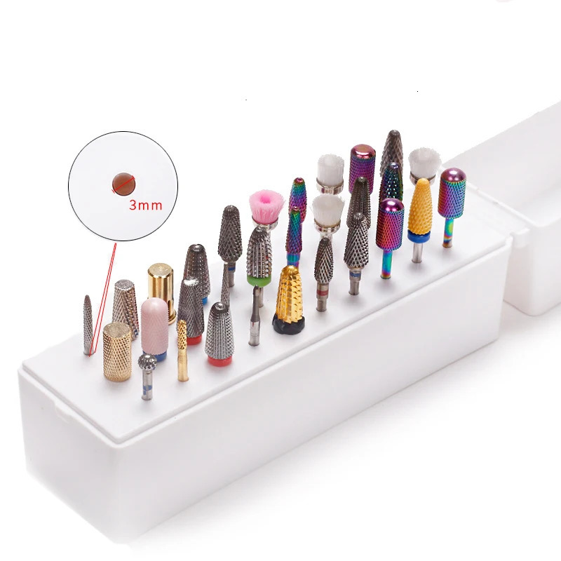 30 Holes Nail Drill Bit File Brush Plastic Storage Box Holder Container Manicure Cutters Display Rack Accessories Nail Art Tool 240627