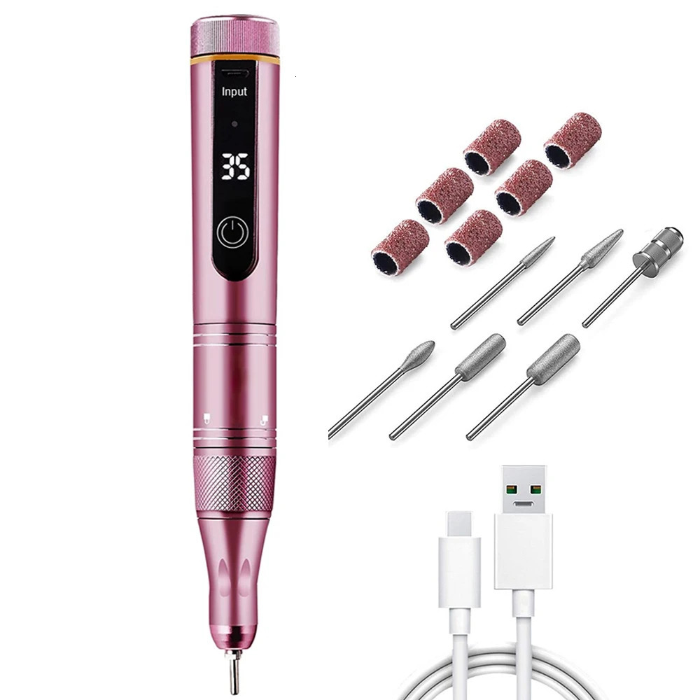 Cordless Electric Nail Drill Machine with LED Display Forward Reverse Direction E File Nail Drill for Acrylic Nails Manicure Set 240627