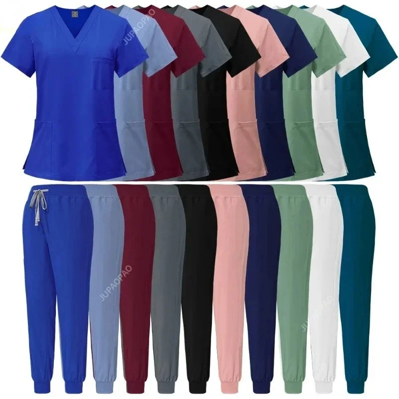 Slim Fit Scrubs Uniform Women Scrub Sets Nursing Accessories Hospital Surgery Gowns Dental Clinic Beauty Salon Workwear 240620