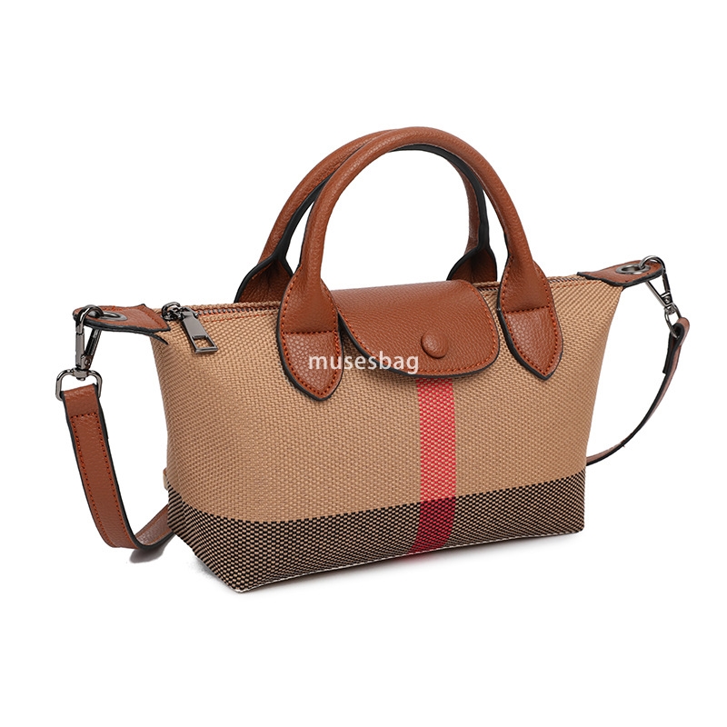Classic plaid bag, genuine leather women's bag winter new fashionable and simple single shoulder crossbody bag high-end feeling dumpling bag