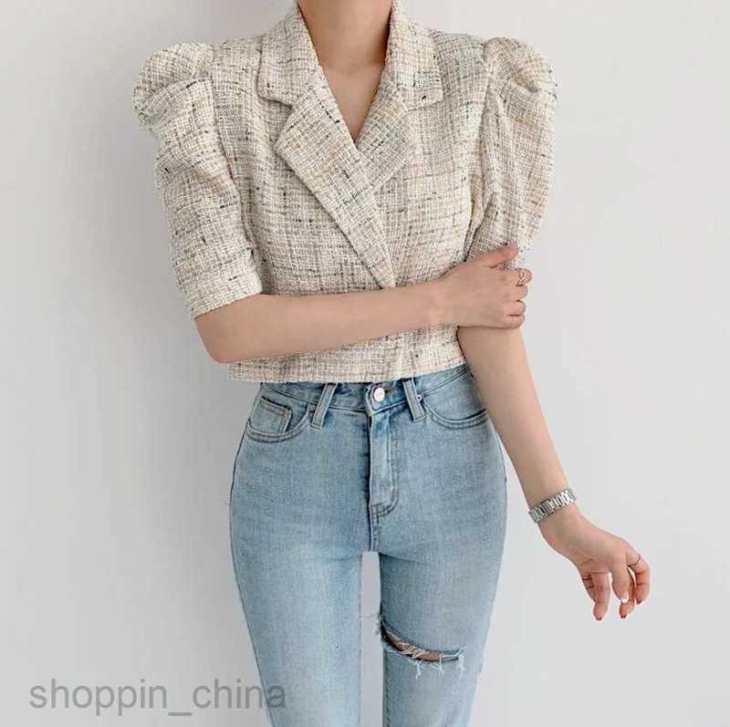 Women Jackets Coats style short style suit for women's new chic socialite temperament short sleeved slim fit jacket