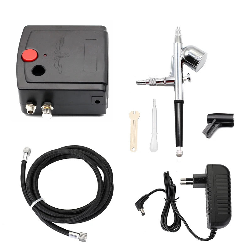Dual-Action Spray Gun Airbrush with Compressor 0.m Airbrush Kit for Nail Airbrush for Model/Cake/Car Painting 240627