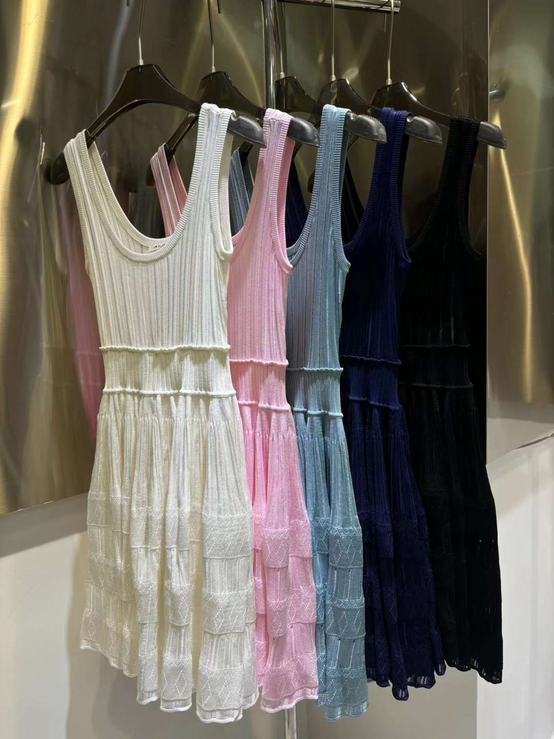 Festival mini skirt tender dress vestidos vestido 2024 slim-fit vest knit dress women hollow waist fashion sleeveless halter skirt femme chinese dress