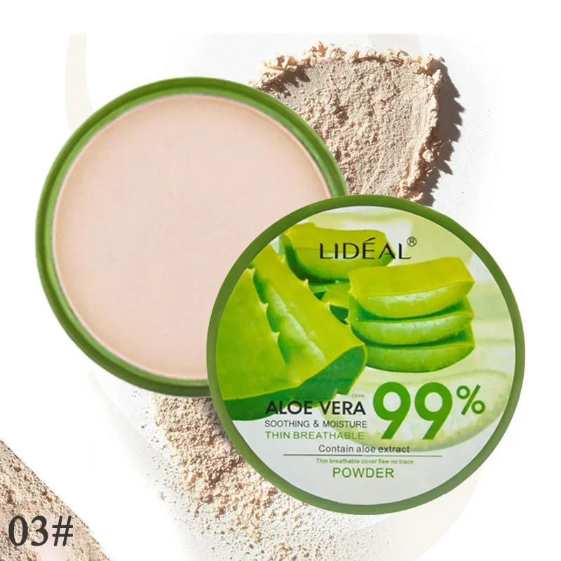 99% Aloe Vera Moisturizer Face Powder Smooth Foundation Pressed Powder Makeup Concealer Pores Cover Brighten Cosmetics 240627