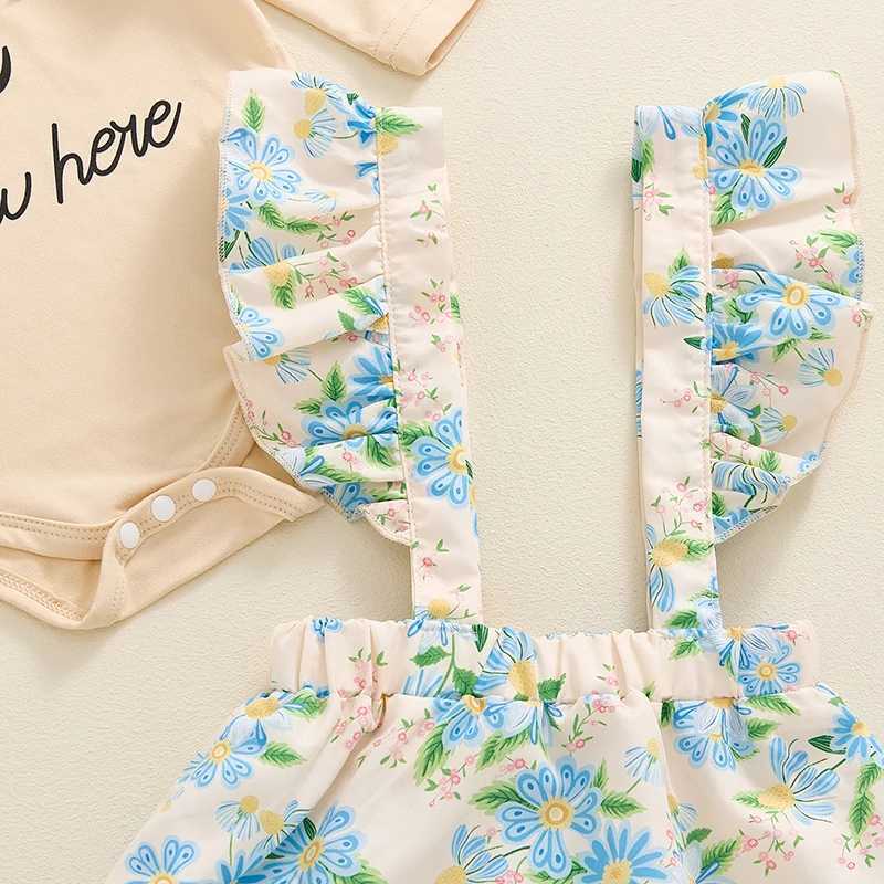 Pajamas 2024-05-30 Lioraitiin Baby Girl Ski Set Long sleeved Alphabet Printed Union Flower Suspension Ski Bow Headband Autumn Set WX5.31