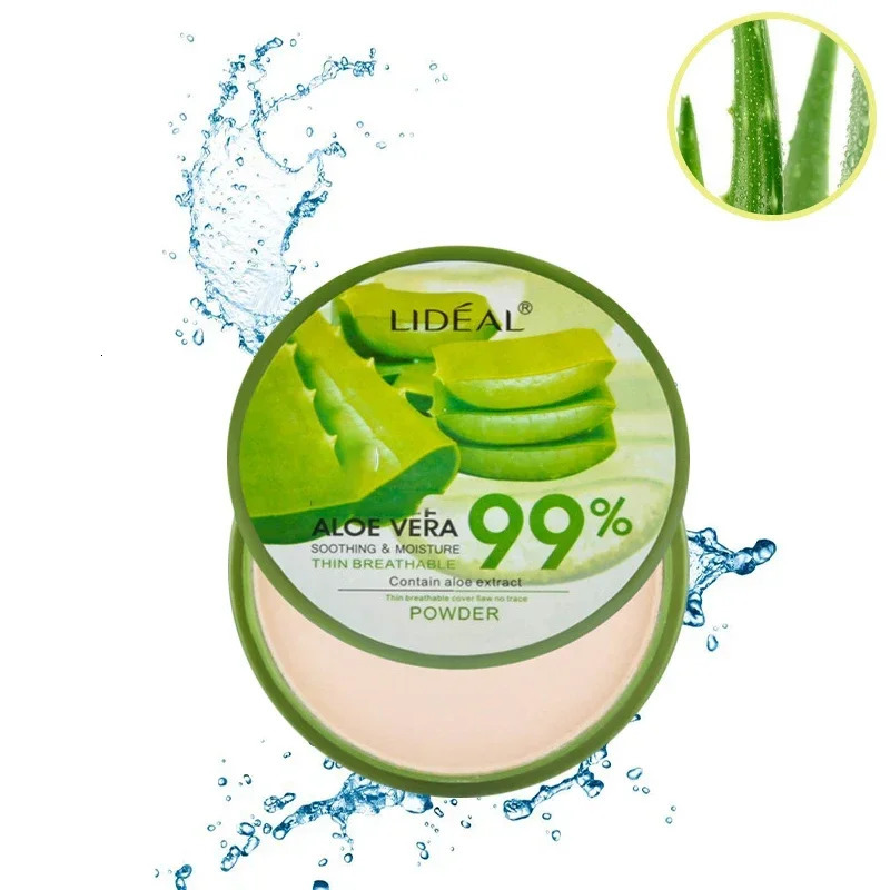 99% Aloe Vera Moisturizer Face Powder Smooth Foundation Pressed Powder Makeup Concealer Pores Cover Brighten Cosmetics 240627