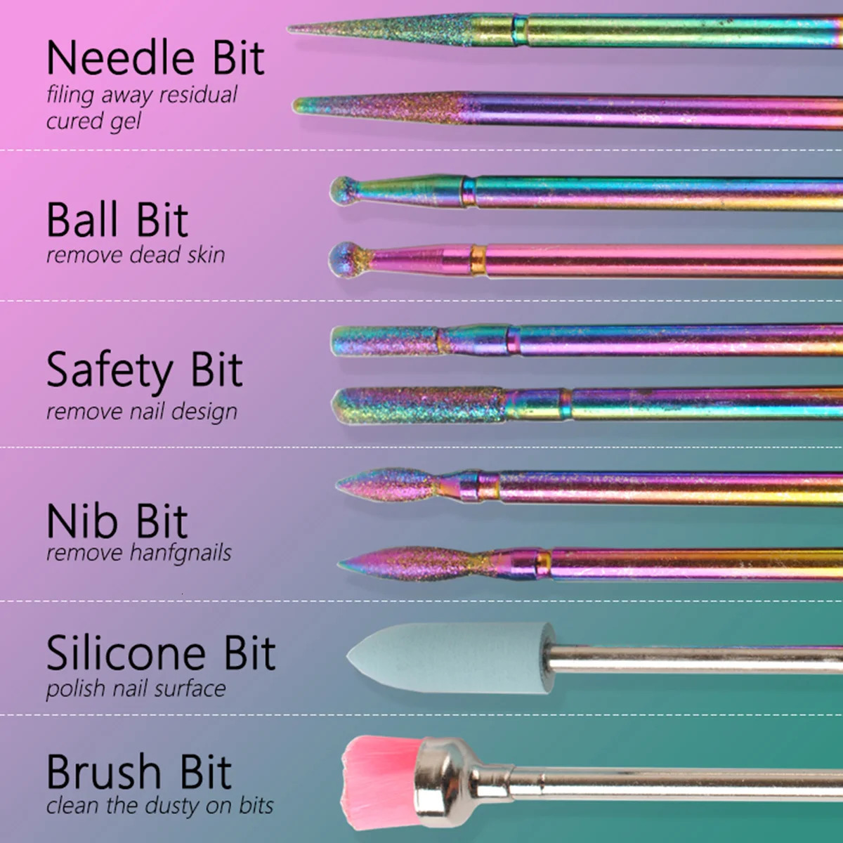 19pcs Nail Drill Bits Sets 3/32 Inch Cuticle Electric Nail File And Ceramic Acrylic Gel Nail Bit Kit Acrylic Nail Art Tools 240627