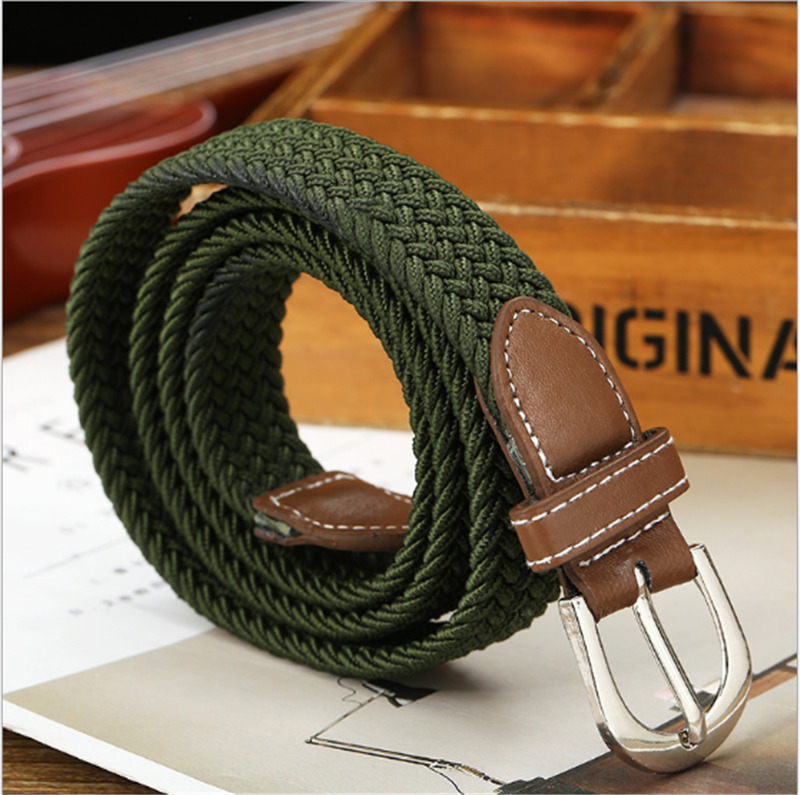 2023 New Popular 6 Colors Men And Women Fashionable Woven Elastic Woven Canvas Buckle Belt Belt Versatile Canvas Belt