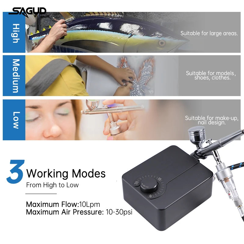 Airbrush with Compressor Kit Dual-Action Spray Gun 0.m Nozzle Accessories for Nail Art Model Cake Shoes Painting Airbrush Set 240627