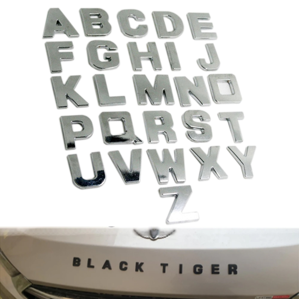3D Silver Chrome Car Decals 25mm Metal Letter and Number Stickers Waterproof Exterior Alphabet Car Accessories