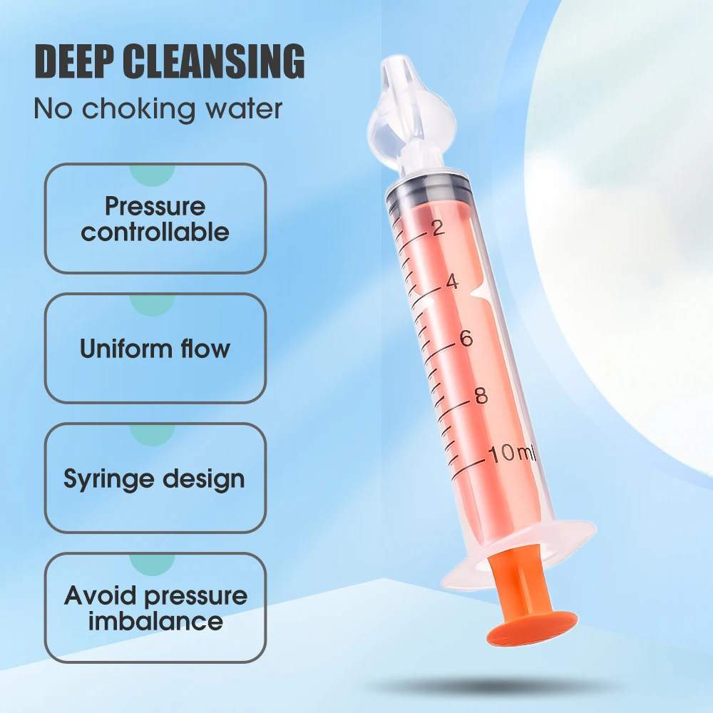 2Pcs Needle Tube Nasal Aspirator for Baby Care Nose Clean 10ML Baby Rhinitis Nasal Washer Needle Tube Infant Kids Nose Washing