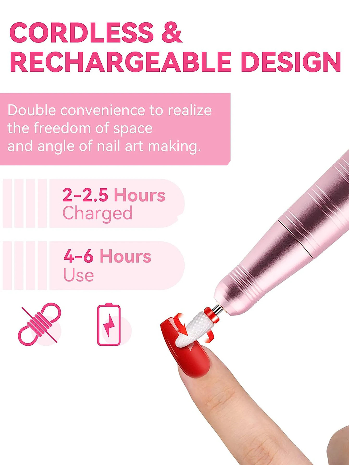 Professional Wireless 35000RPM Rechargeable Electric Nail Drill Machine Multifunctional Nail Polishing Manicure Machine Supplies 240627