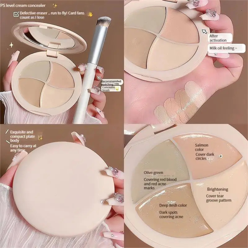 Four-color Concealer Concealer Spots Tear Grooves Law Lines Dark Circles Brighten And Even Skin Tone 240627