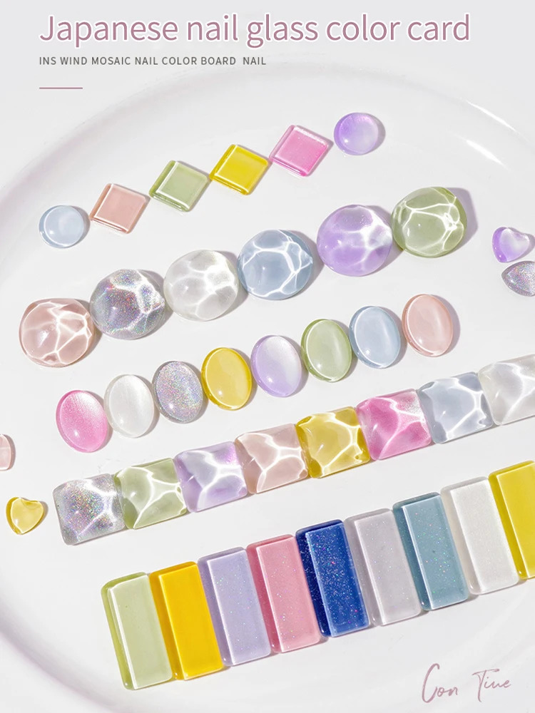 Glass Color Card Transparent Tips Clear Round Nail Tips Flat Back UV Gel Polish For Display Color Card Chart Nails Art Tools 240627