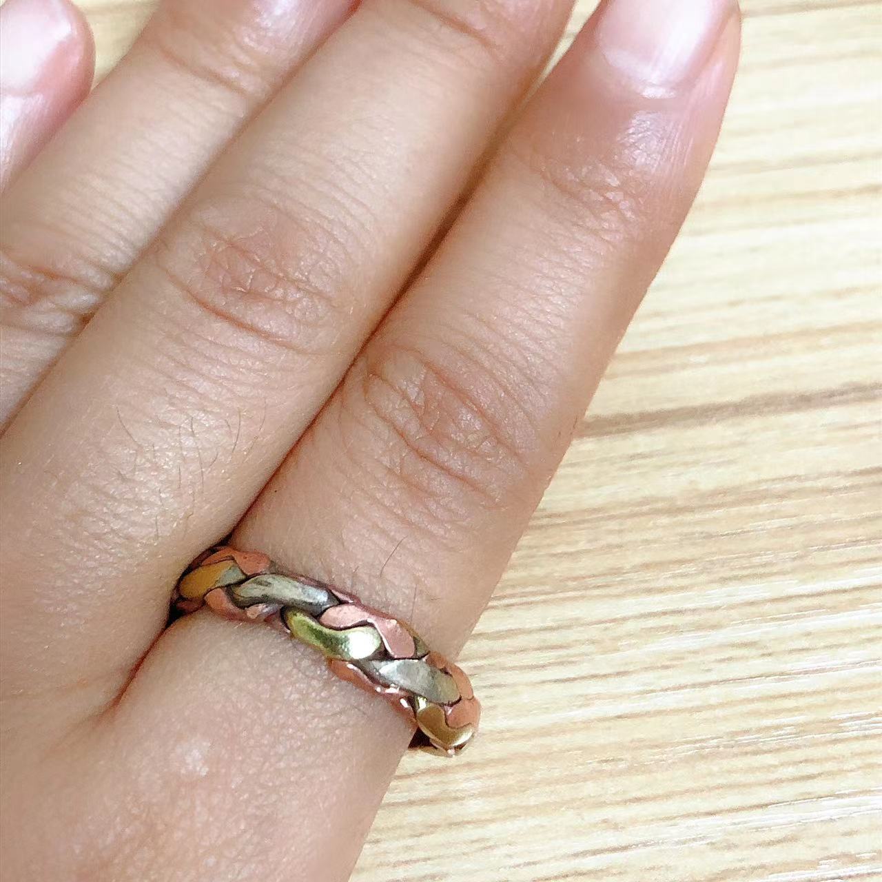 RG369 Ethnic Tibetan Copper Metal Hand Braided 5mm Wide Open Back Ring Adjustable Rings