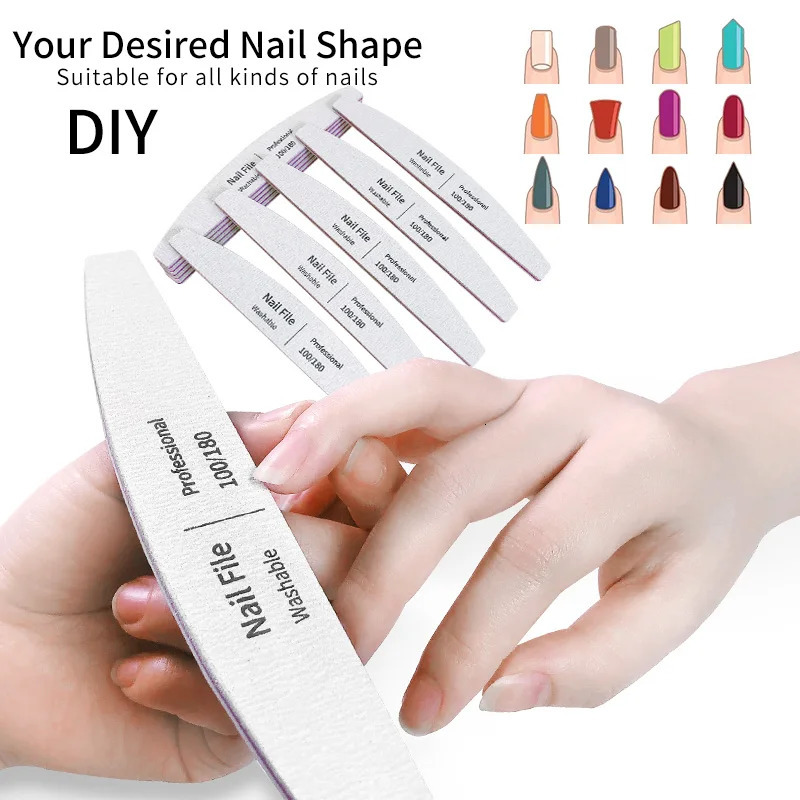 Nail File 100 to 180 Professional Tools Emery for Manicure Lime 240 Sandpaper Gel Polishing Files for Nails Buffers Set Polisher 240627
