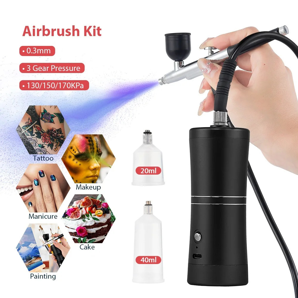 Top 0.m Portable Airbrush With 150cm Air Tube Cake Pastry Painting Sprayer Makeup Barber Nail Art Paint Spray Gun 240627
