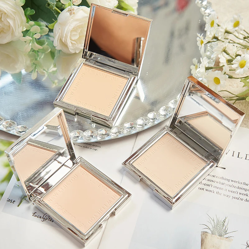 Waterproof powder with mirror durable makeup full face coverage compact powder cosmetics base 3 colors 240627
