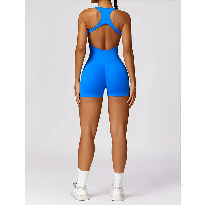 Yoga Set Seamless Womens Jumpsuits One-Piece Gym Push Up Workout Clothes Fitness Bodysuit Sportswear Tracksuit Short Sleeve 240627