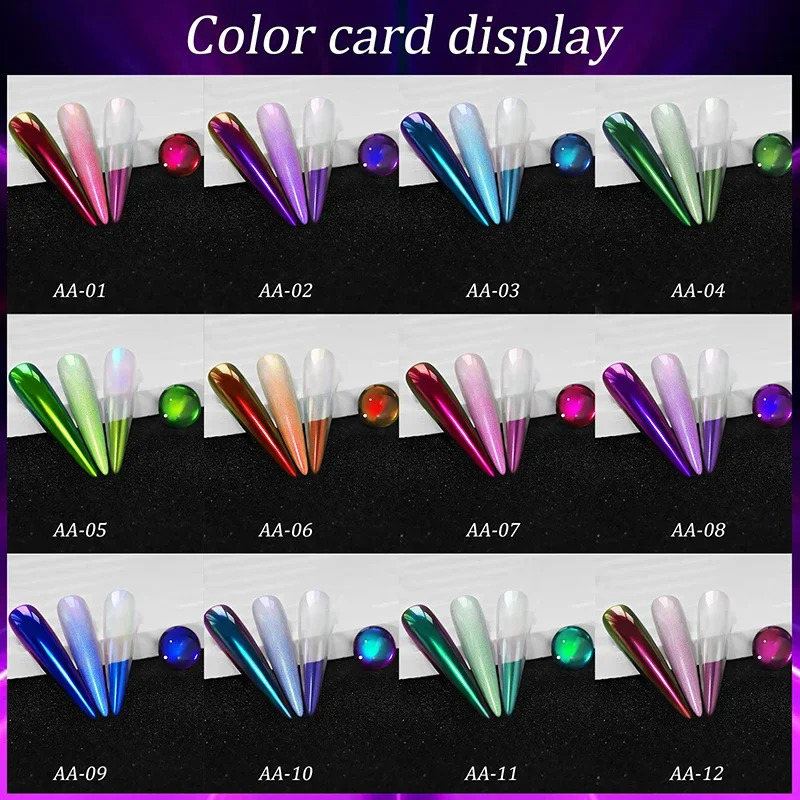 Magic Mirror Powder Chameleon Polarizing Nail Glitter High-Light Diamond Holographic Nail Art Pigments DIY UV Gel Manicure Dust 240627