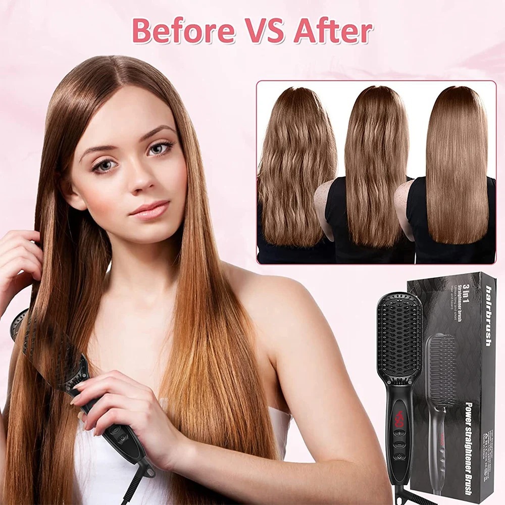 Hot Comb Electric Brushes Straightener Hair Anti-scalding Ceramic Beard Straightening Brush F628-29