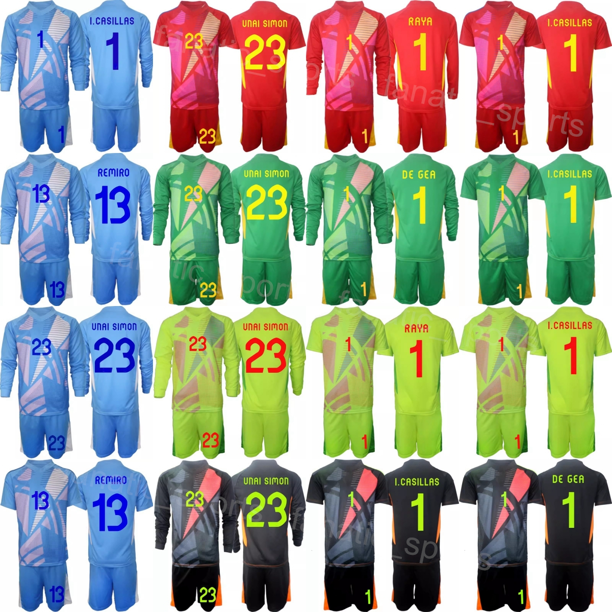 National Team Men Youth Goalkeeper GK Spain Soccer Jerseys Set Long Sleeve 23 Unai Simon Kepa Arrizabalaga David de Gea Iker Casillas Pepe Reina Football Shirt Kits