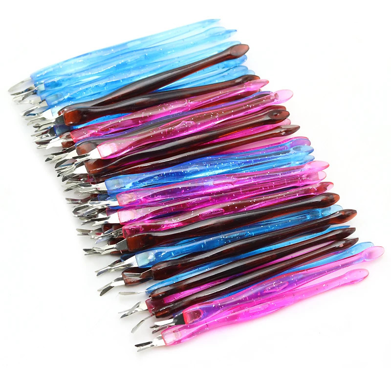 50/100 Pcs/Bag Scrape Dead Skin Push Fork Pedicure Nails Tools Cuticle r V-shaped Sharp Trim Barbs and Exfoliate Manicure 240627