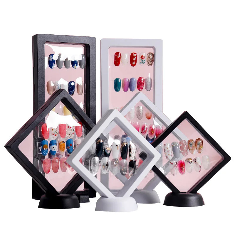 1 Pcs White/Black Nail Tips Display Stand Holder Acrylic With PET Membrane Nails Deigns Showing Board Manicure Nail Art Tools 240627