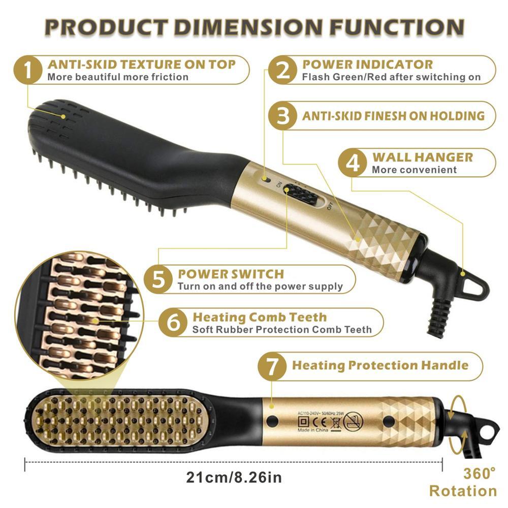 Professional Straightener Brush Beard Straightening Comb Multifunctional Hair Curler Fast Heating Styling Tools F628-25