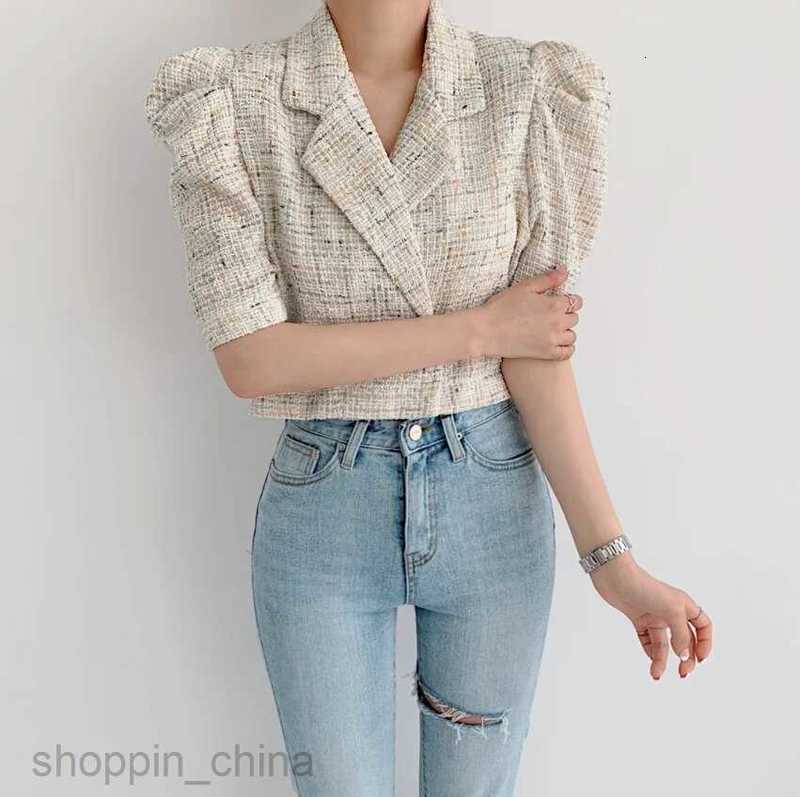 Women Jackets Coats style short style suit for women's new chic socialite temperament short sleeved slim fit jacket