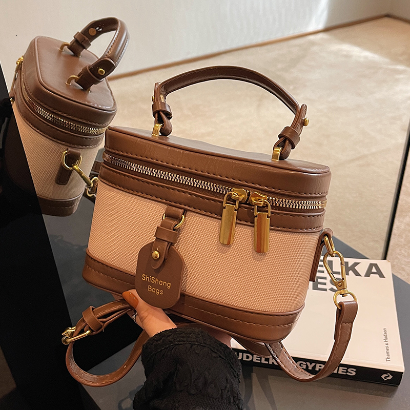 Stylish Patchwork Messenger Bag: Premium Canvas and PU Leather Shoulder Handbag for Women 4 Hbag