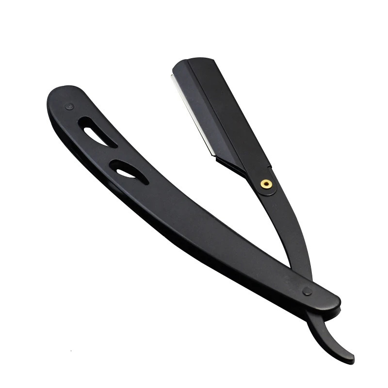 Men Shaving Barber Tools Hair Razor and Blades Antique Black Folding Shaving Knife Stainless Steel Straight razor Holder 240627