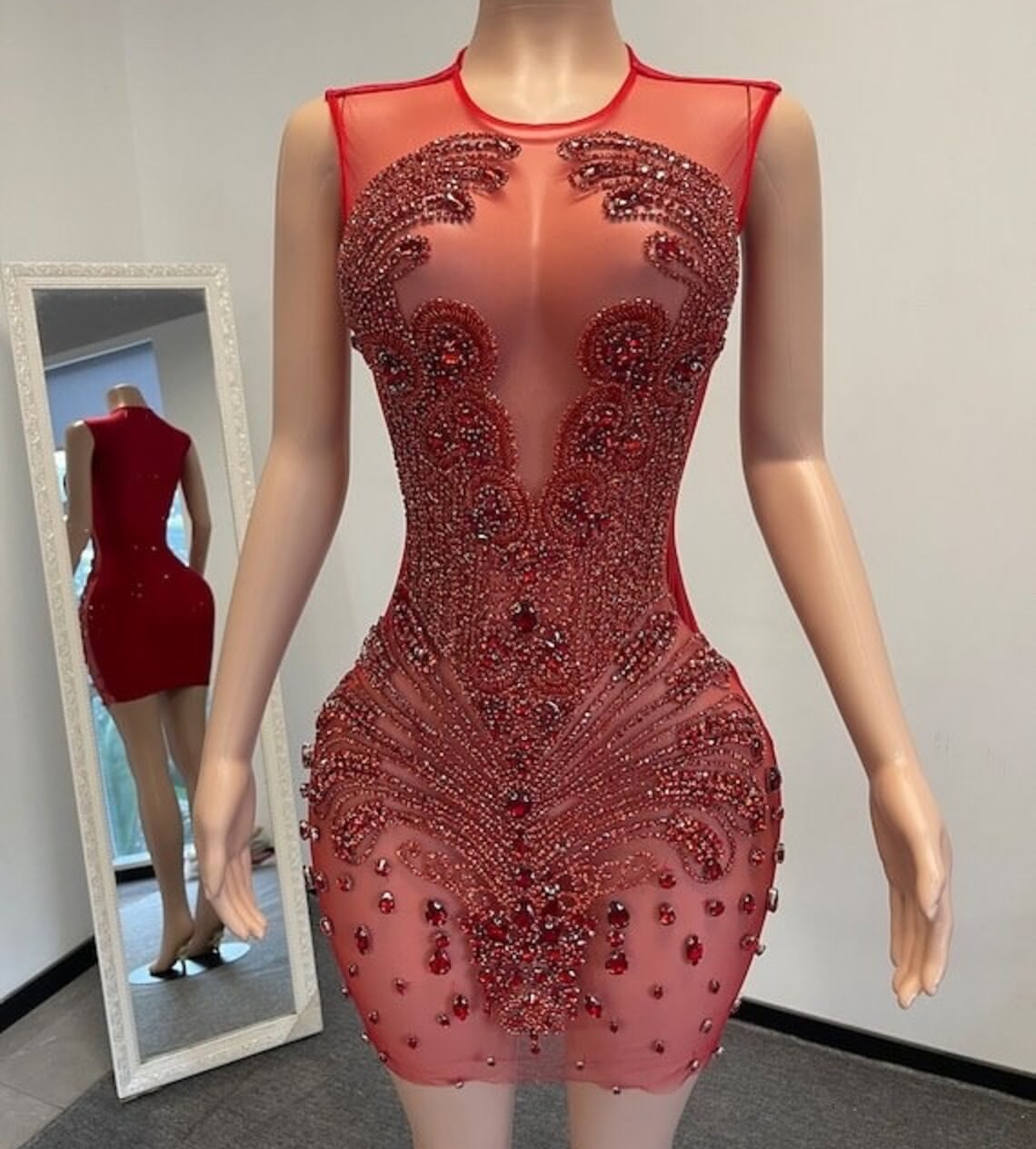 Red Sheer Short Prom Dresses For Black Girls Luxury See Through African American Cocktail Dresses Birthday Party Homecoming Gowns J019