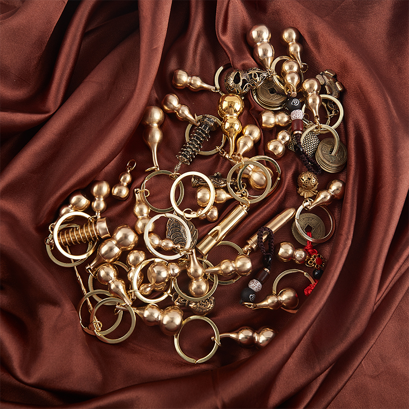 Gourd Brass Pendant Irregular Jar Keychain Hanging Necklace Jewelry Waterproof Pill Box Medicine Case Container Bottle Keychains