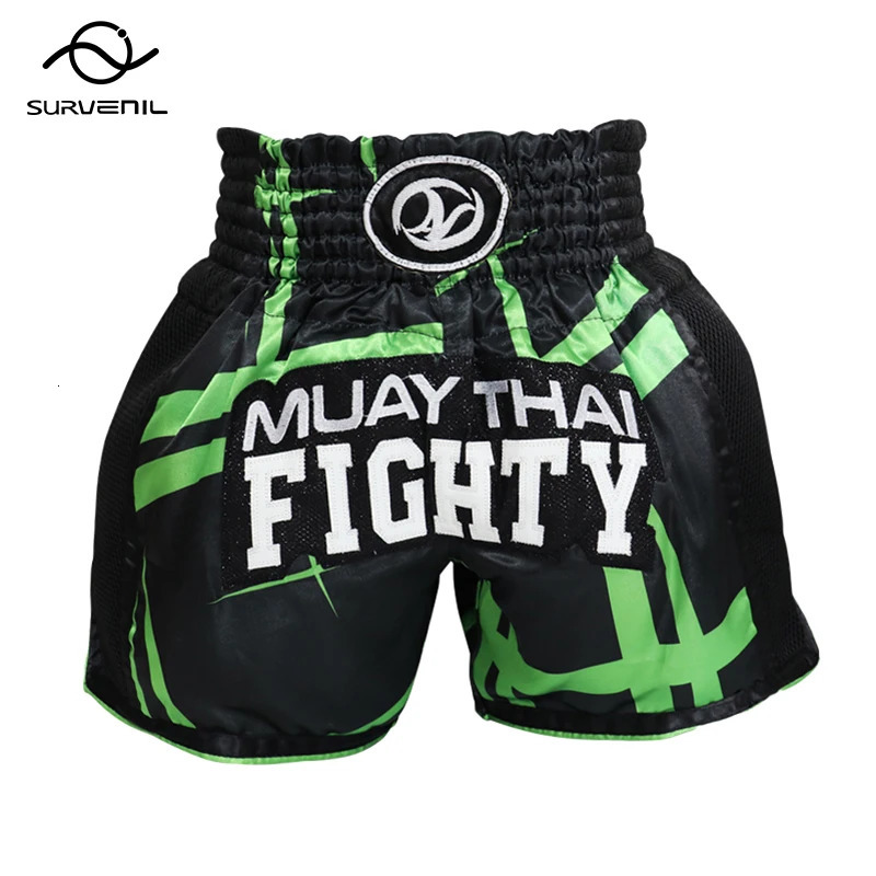 Muay Thai Shorts Men Kids Boxing Shorts Women Embroidery Satin Kickboxing Pants MMA Shorts Sanda Grappling Fight Training Wear 240615