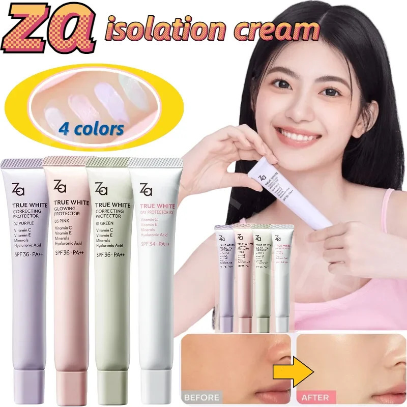 Za Isolation Cream Primer 3-in-1 Invisible Pores Brightening Complexion Concealer Base Makeup with Effect 240627