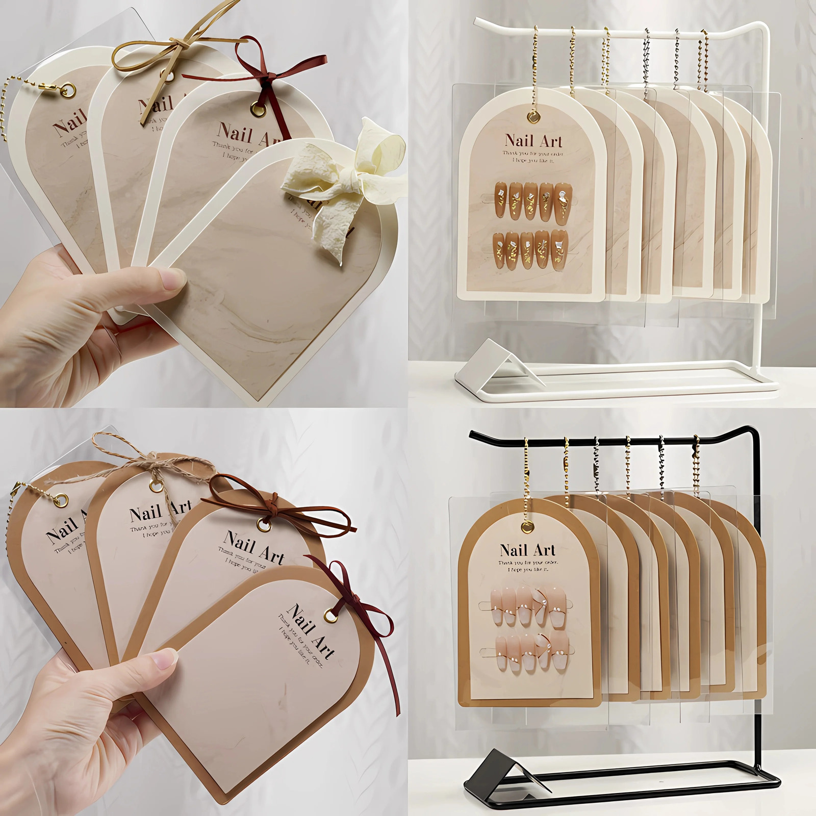 5 PCS Nail Sample Storage Organizer with Dustproof Bag Storage Ins Style Wear Nail Art Display Cards for Stand Manicure Tools 240627