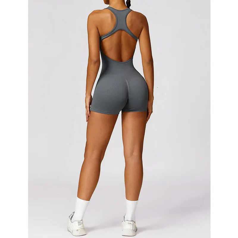 Yoga Set Seamless Womens Jumpsuits One-Piece Gym Push Up Workout Clothes Fitness Bodysuit Sportswear Tracksuit Short Sleeve 240627