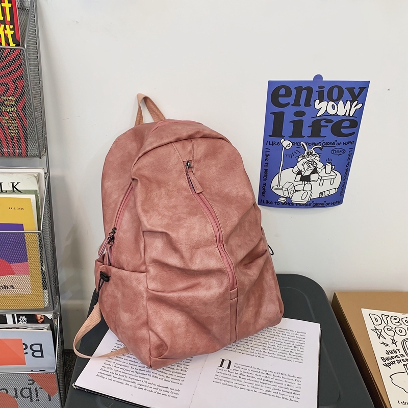 Unisex Backpack Casual Fashion Large Capacity School Simple Trendy PU High Quality Travel Couple Bag H6.28#40 ddmy 9fd9