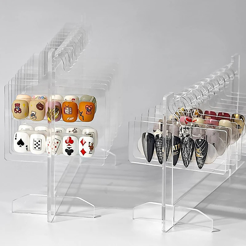 Ins Transparent Acrylic Hook Style Nail Art Display Rack Board Gel Color Works Sample Exhibition Tools 240627