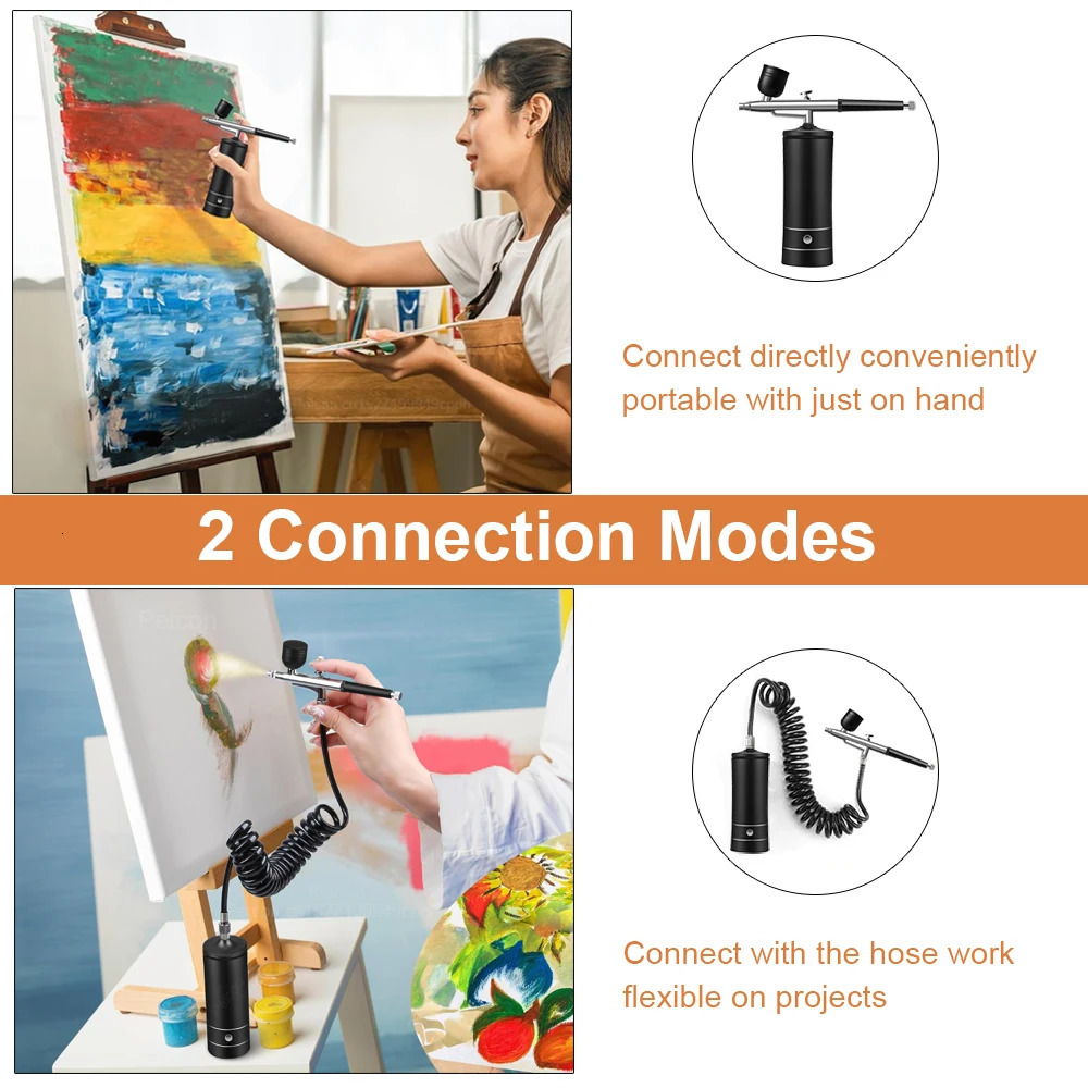 Airbrush Nail With Compressor Portable Air Brush Nails Compressor For Nail Art Paint Model Painting Crafts Wireless Spray Gun 240627