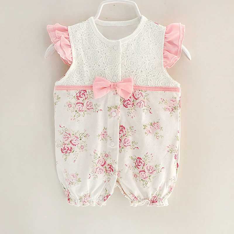 Pajamas Baby jumpsuit+hat set 0-12 months long sleeved bow decoration childrens jumpsuit WX5.31