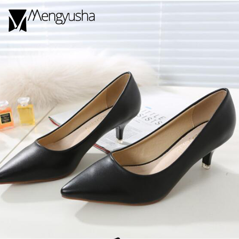 5CM High Heels Ladies Office Shoes Leather Pumps Woman Luxury Workmanship Stilettos Wedges Small Kitten Heels Bridal Party Shoes